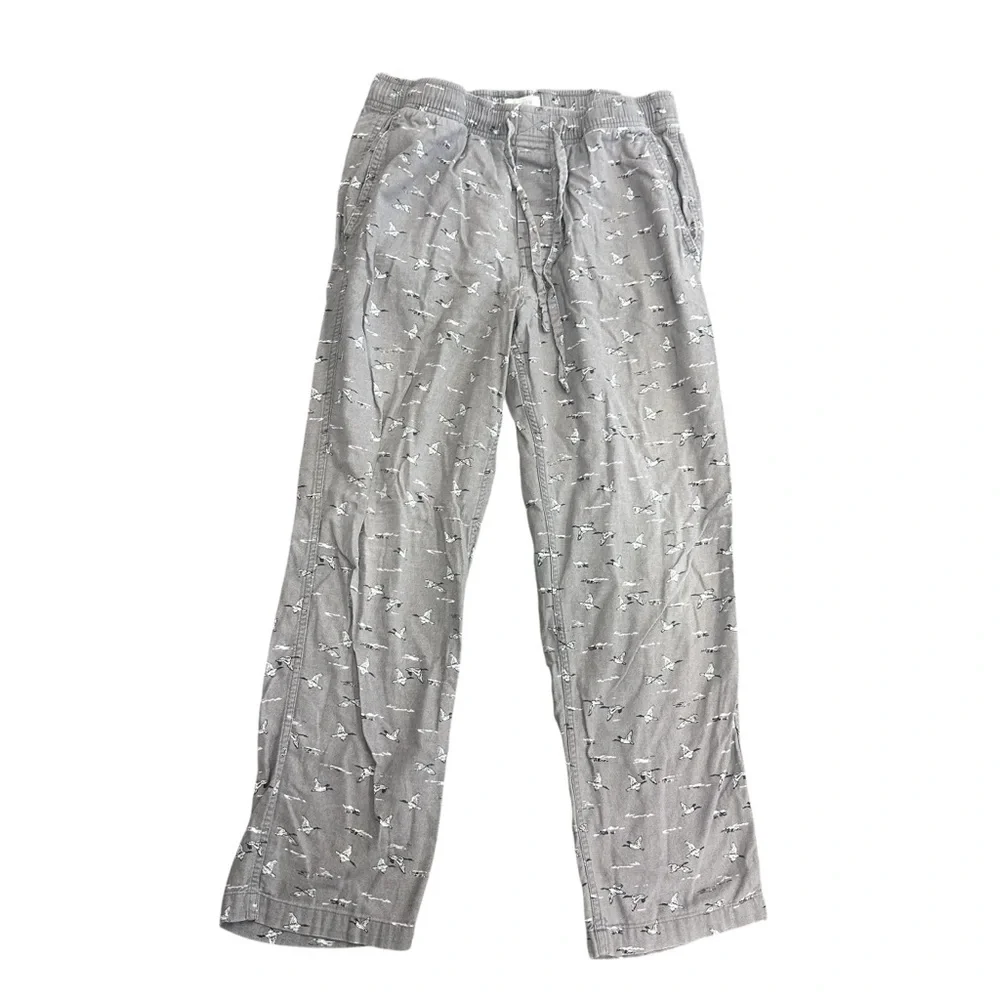J. Crew Flannel Pajama Pants 100%‎ Cotton Gray Birds Size Medium